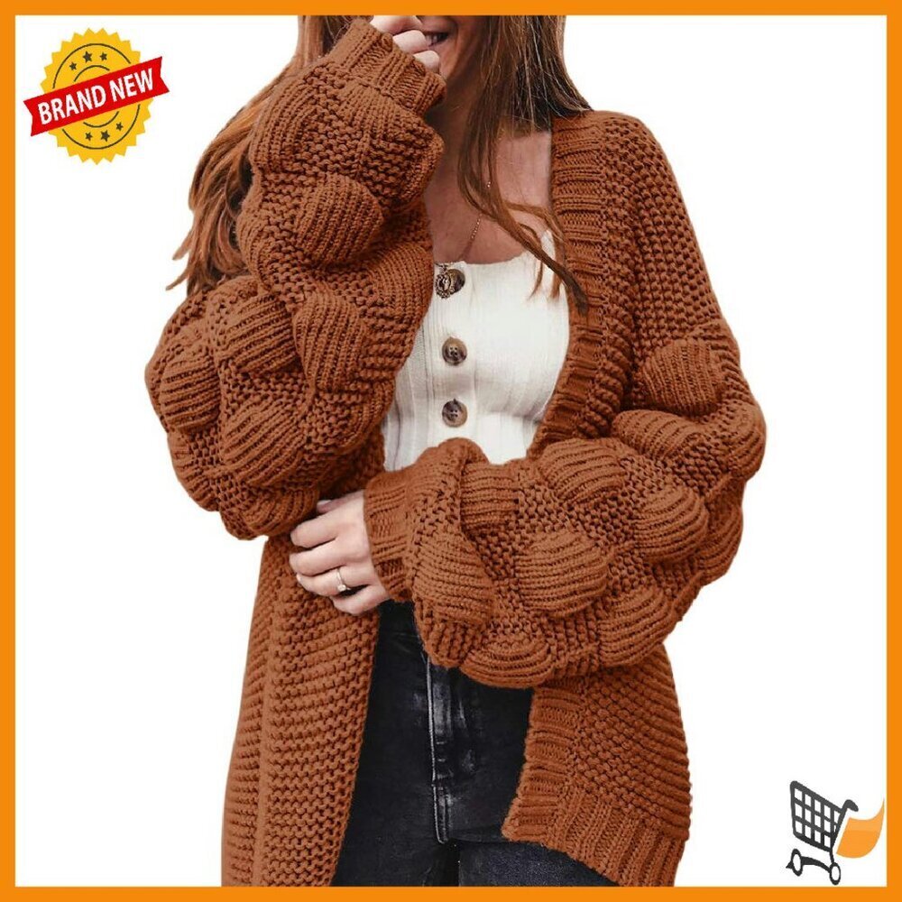 Oversized Chunky Knit Cardigan Long Sleeve Open Front Sweater Coat